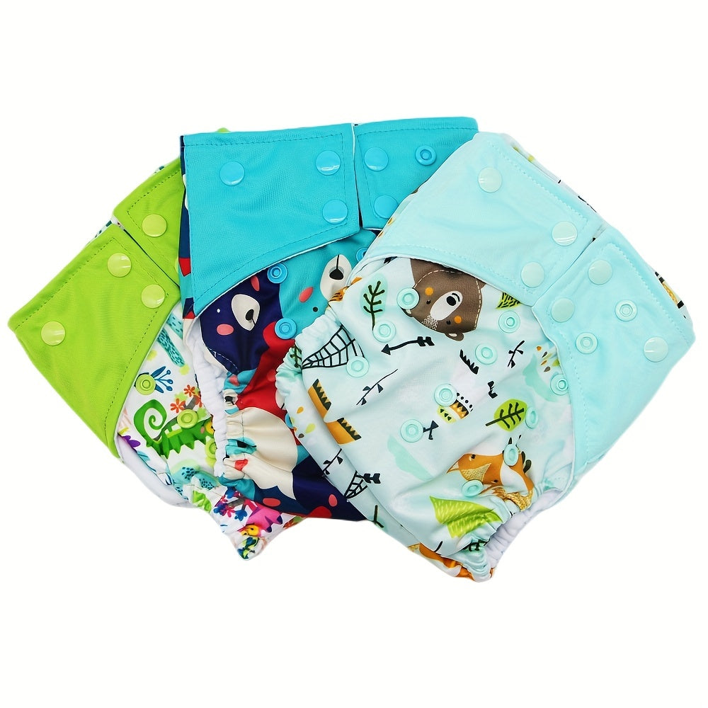 3pcs Eco-Friendly Baby Cloth Diapers Set – Reusable, Adjustable & Washable (Fits 3–15kg / 6.6–33.1lb)