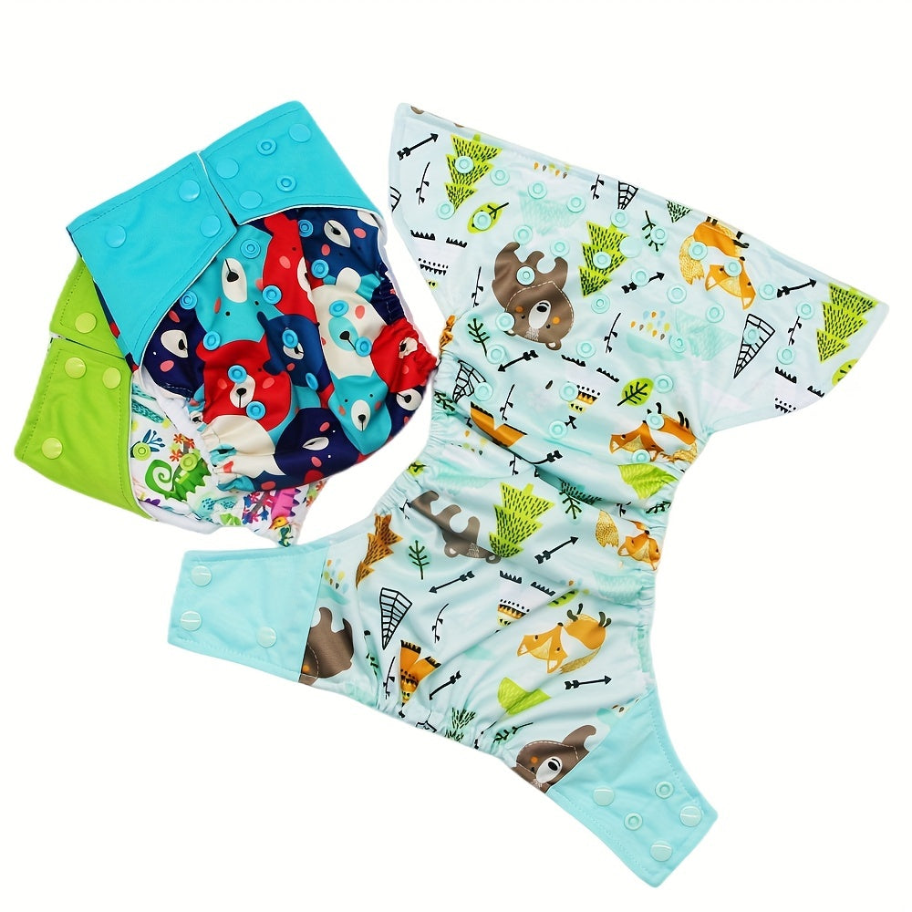 3pcs Eco-Friendly Baby Cloth Diapers Set – Reusable, Adjustable & Washable (Fits 3–15kg / 6.6–33.1lb)