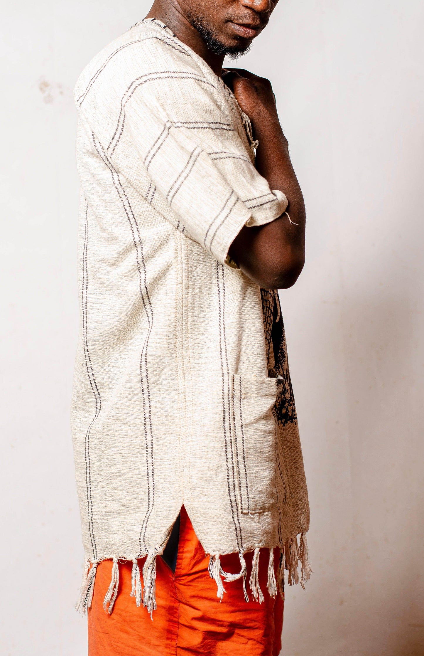 AN ORIGINAL HEMP AFRICAN PRINTED SHIRT
