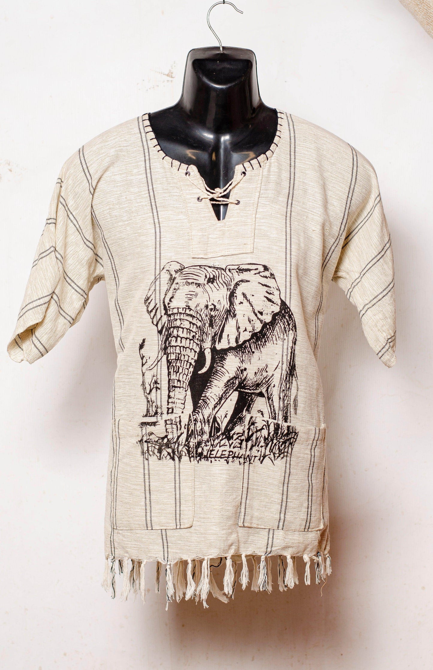 AN ORIGINAL HEMP AFRICAN PRINTED SHIRT