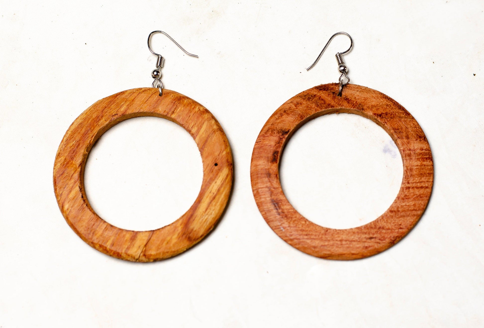 hoop wooden carved earrings