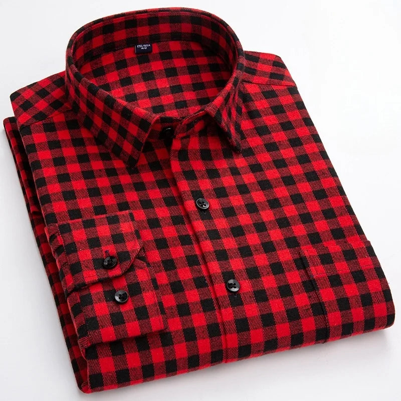 Men’s Eco-Friendly Flannel Shirt – 100% Pure Cotton, Soft & Comfortable Plaid, S–4XL