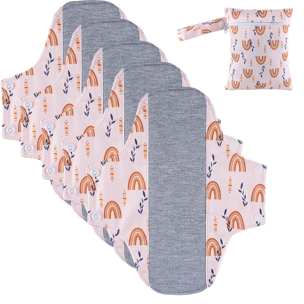 BIAI 5PCS Anti-Slip Reusable Graphene Sanitary Pads with Wet Bag – Breathable Menstrual Care