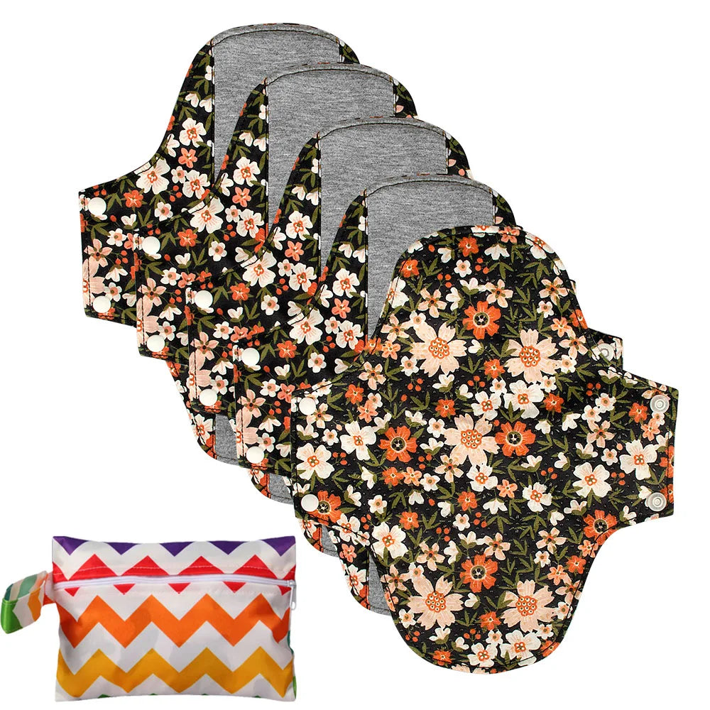BIAI 5PCS Anti-Slip Reusable Graphene Sanitary Pads with Wet Bag – Breathable Menstrual Care