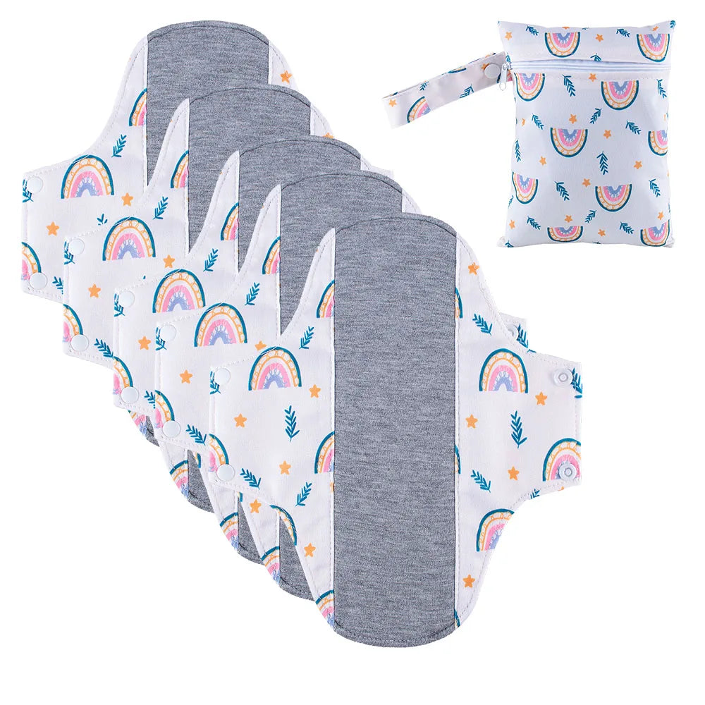 BIAI 5PCS Anti-Slip Reusable Graphene Sanitary Pads with Wet Bag – Breathable Menstrual Care