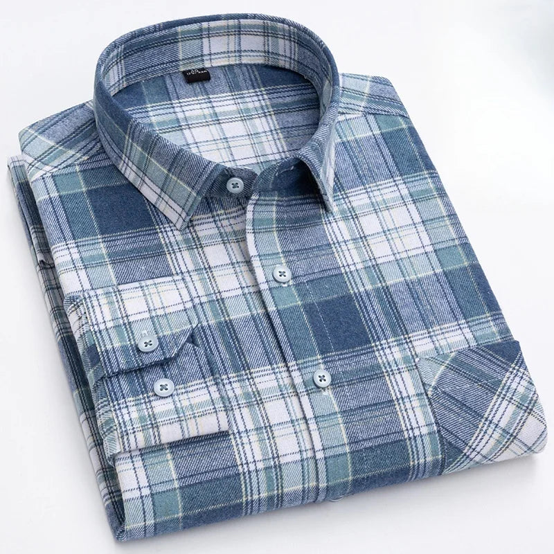 Men’s Eco-Friendly Flannel Shirt – 100% Pure Cotton, Soft & Comfortable Plaid, S–4XL