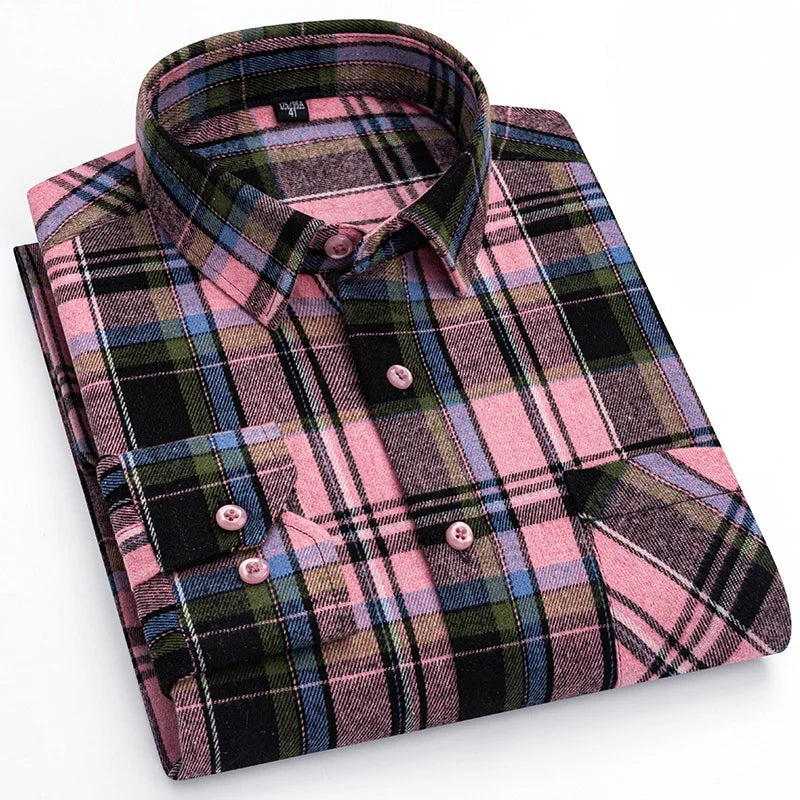 Men’s Eco-Friendly Flannel Shirt – 100% Pure Cotton, Soft & Comfortable Plaid, S–4XL