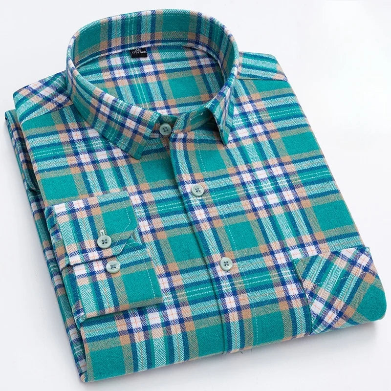 Men’s Eco-Friendly Flannel Shirt – 100% Pure Cotton, Soft & Comfortable Plaid, S–4XL