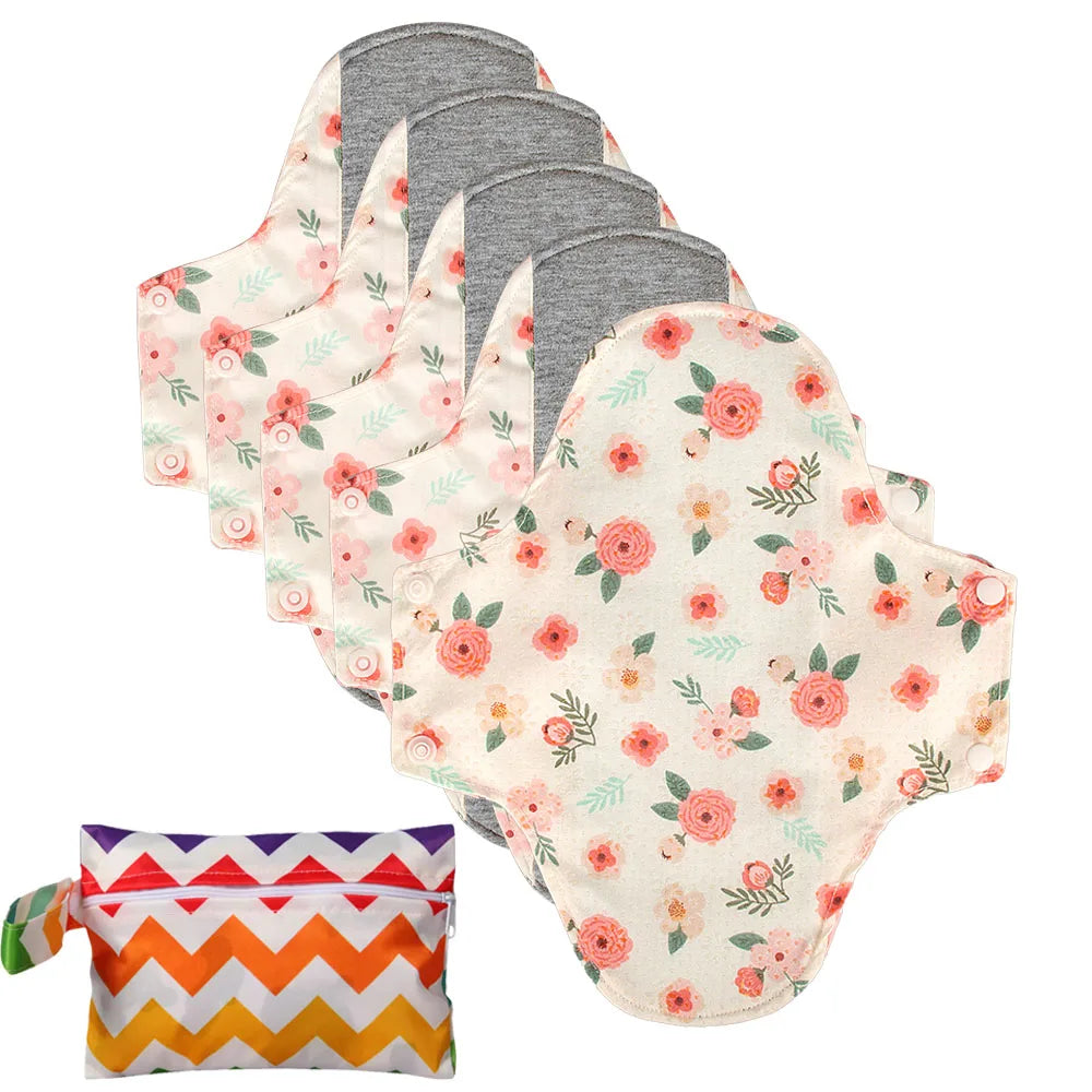 BIAI 5PCS Anti-Slip Reusable Graphene Sanitary Pads with Wet Bag – Breathable Menstrual Care
