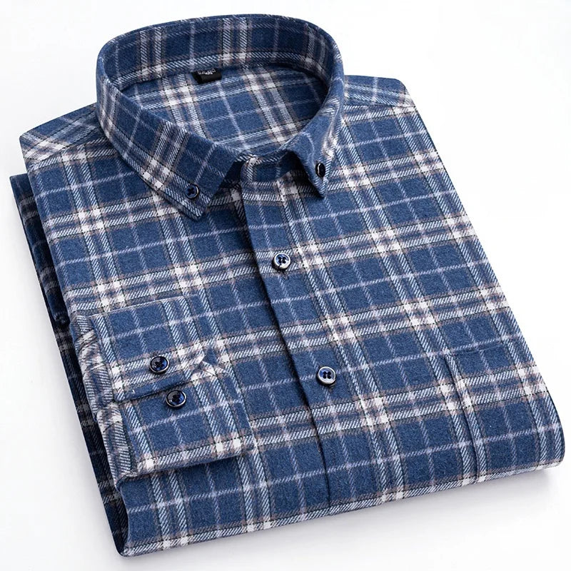 Men’s Eco-Friendly Flannel Shirt – 100% Pure Cotton, Soft & Comfortable Plaid, S–4XL