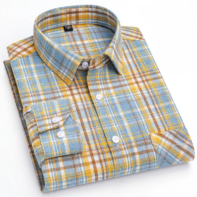 Men’s Eco-Friendly Flannel Shirt – 100% Pure Cotton, Soft & Comfortable Plaid, S–4XL