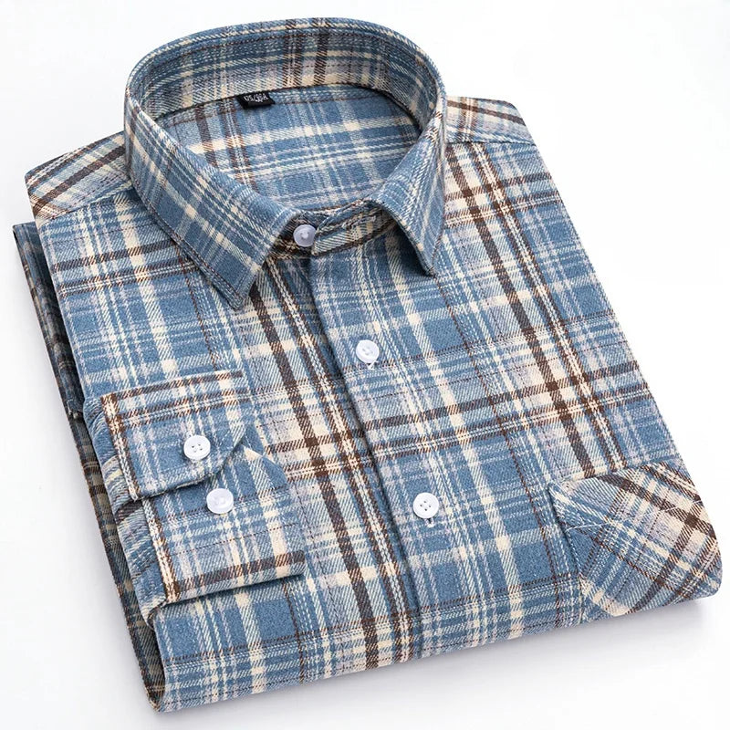 Men’s Eco-Friendly Flannel Shirt – 100% Pure Cotton, Soft & Comfortable Plaid, S–4XL