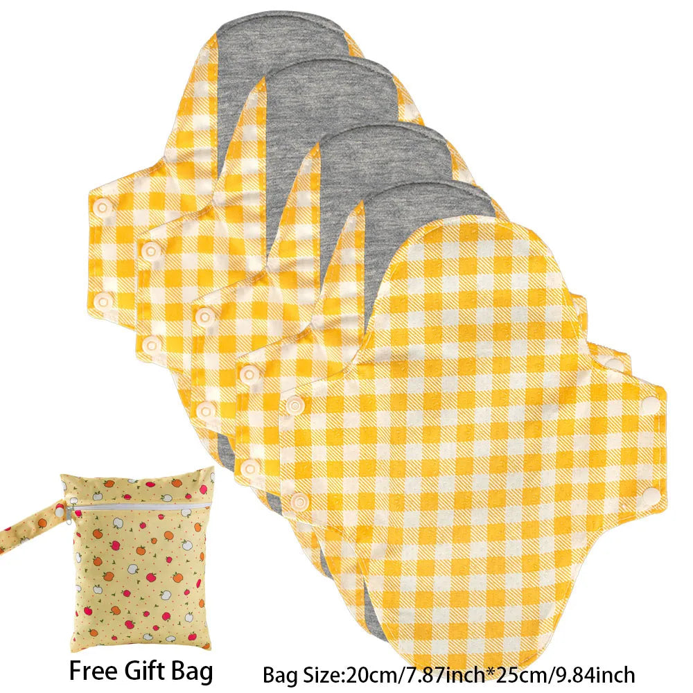 BIAI 5PCS Anti-Slip Reusable Graphene Sanitary Pads with Wet Bag – Breathable Menstrual Care
