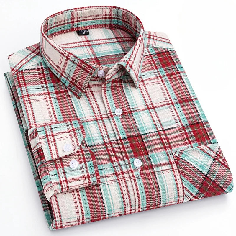 Men’s Eco-Friendly Flannel Shirt – 100% Pure Cotton, Soft & Comfortable Plaid, S–4XL
