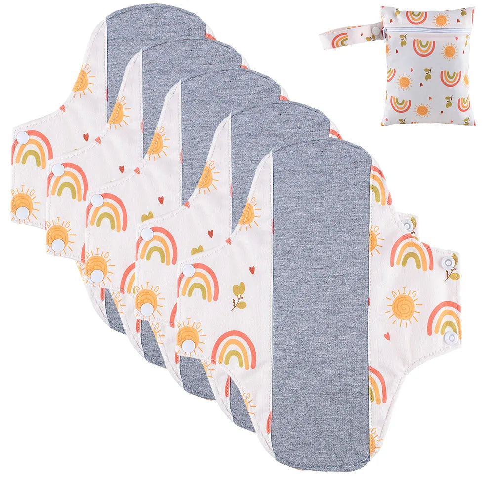 BIAI 5PCS Anti-Slip Reusable Graphene Sanitary Pads with Wet Bag – Breathable Menstrual Care