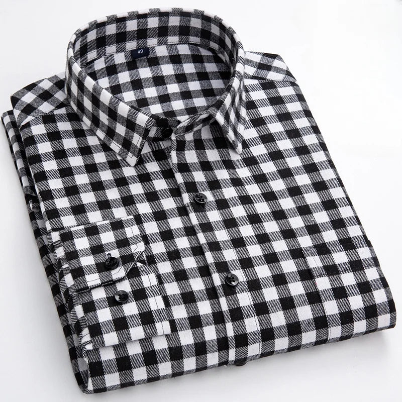 Men’s Eco-Friendly Flannel Shirt – 100% Pure Cotton, Soft & Comfortable Plaid, S–4XL