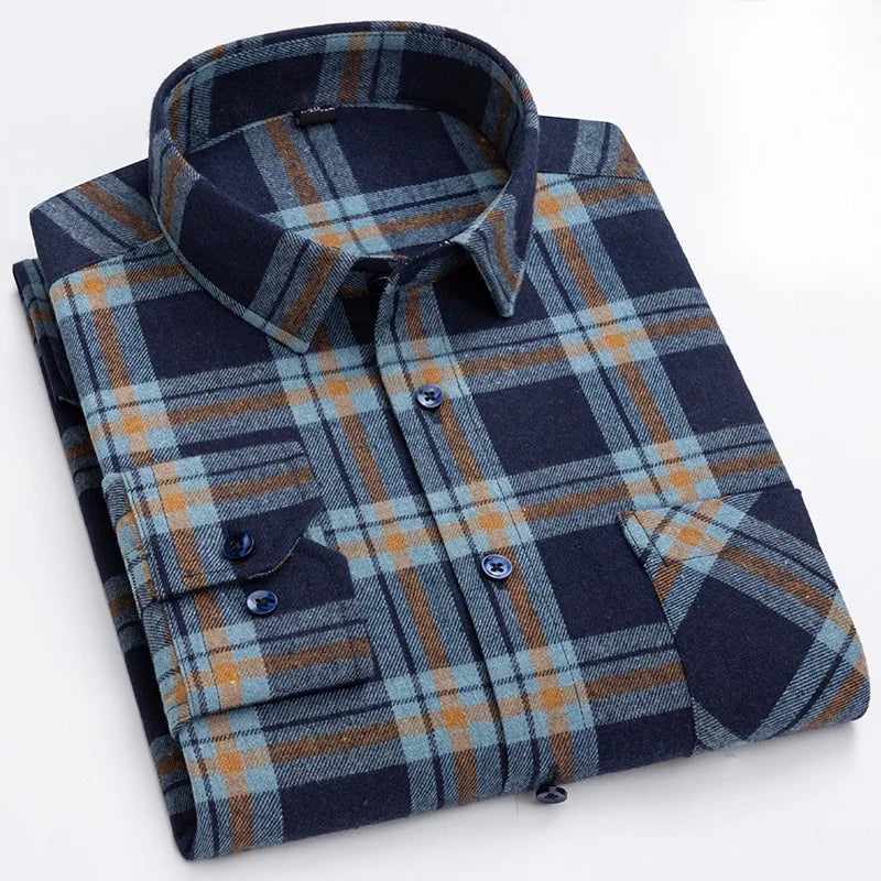 Men’s Eco-Friendly Flannel Shirt – 100% Pure Cotton, Soft & Comfortable Plaid, S–4XL