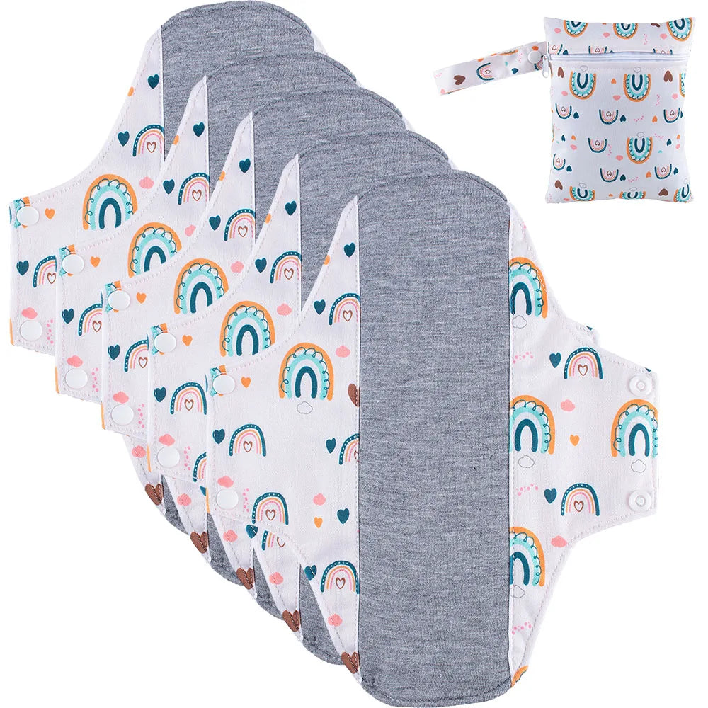 BIAI 5PCS Anti-Slip Reusable Graphene Sanitary Pads with Wet Bag – Breathable Menstrual Care